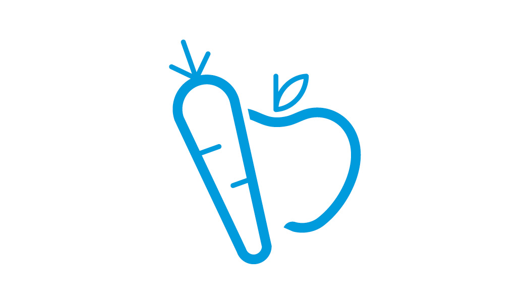 Carrot and apple drawn icon